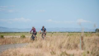 Marin Dual Sport bike riders out on a bike path, Novato, CA.