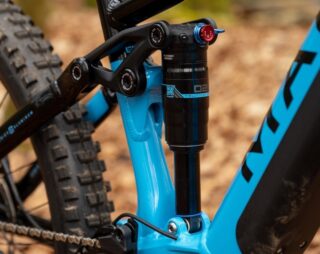 Detail shot of Alpine Trail E2 rear shock