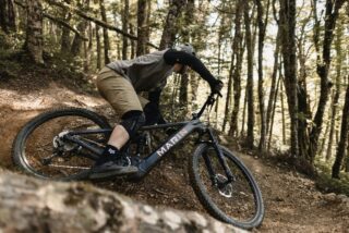 Marin rider on an Alpine Trail E2 (Bosch), on a trail in New Zealand.