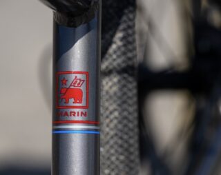 Marin Stinson 2 frame detail, showing Marin logo.