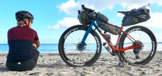 Marin rider Juliet Elliott and her Headlands on a beach.